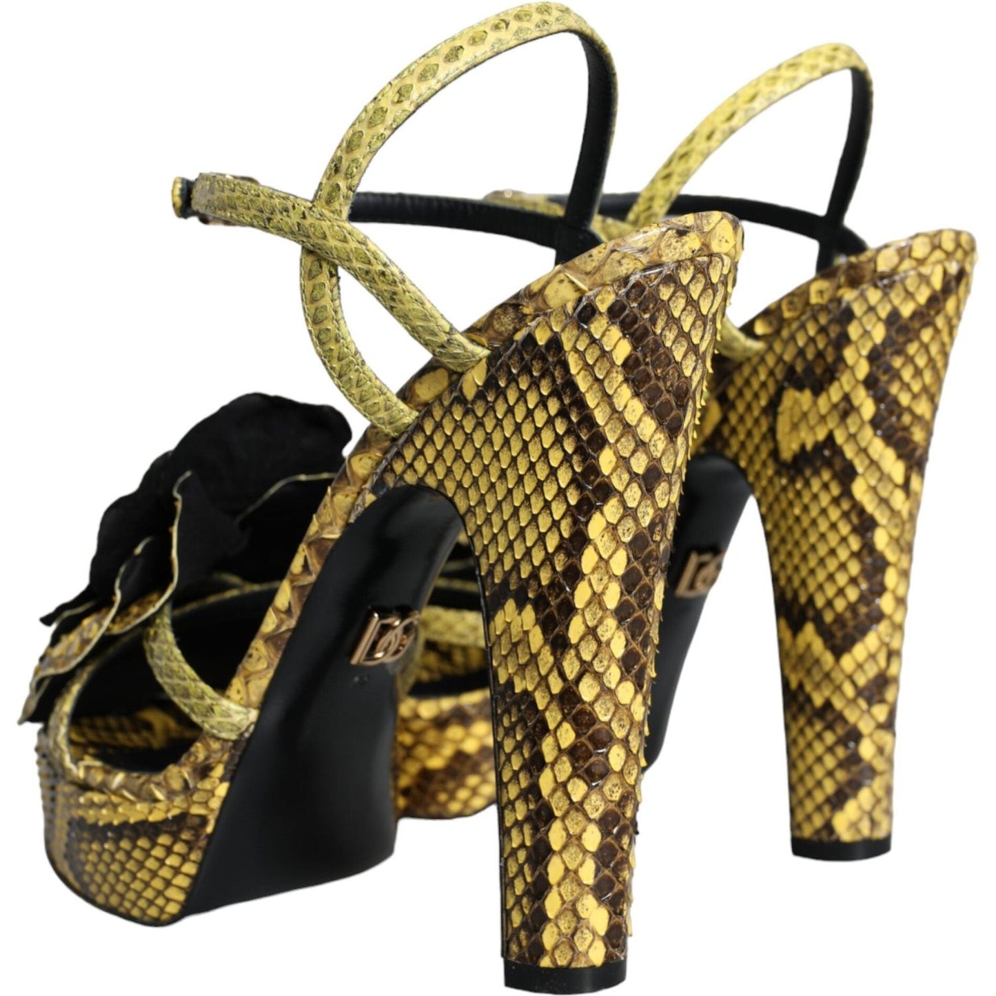 Dolce & Gabbana Yellow Exotic Leather Ankle Strap Heels Sandals Shoes Dolce & Gabbana