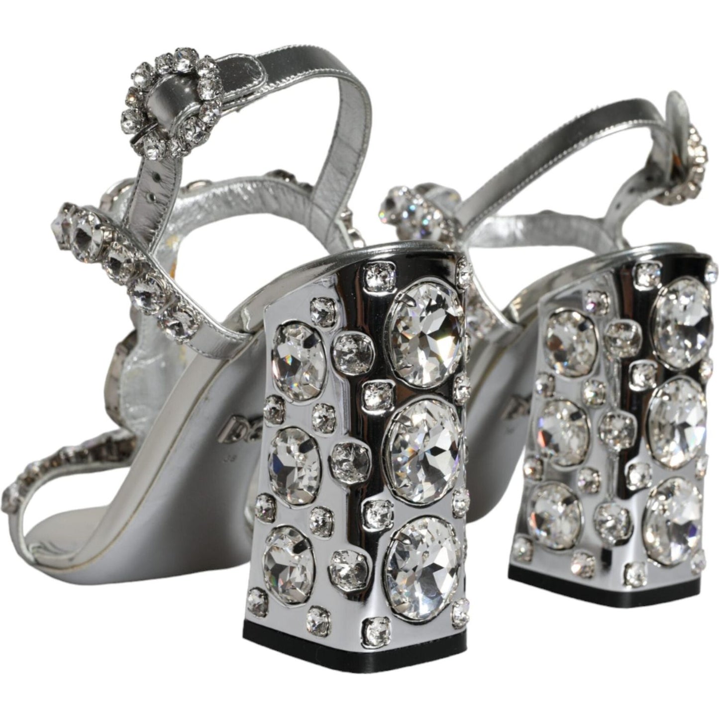 Dolce & Gabbana Silver Crystals High Heels Sandals Shoes Dolce & Gabbana