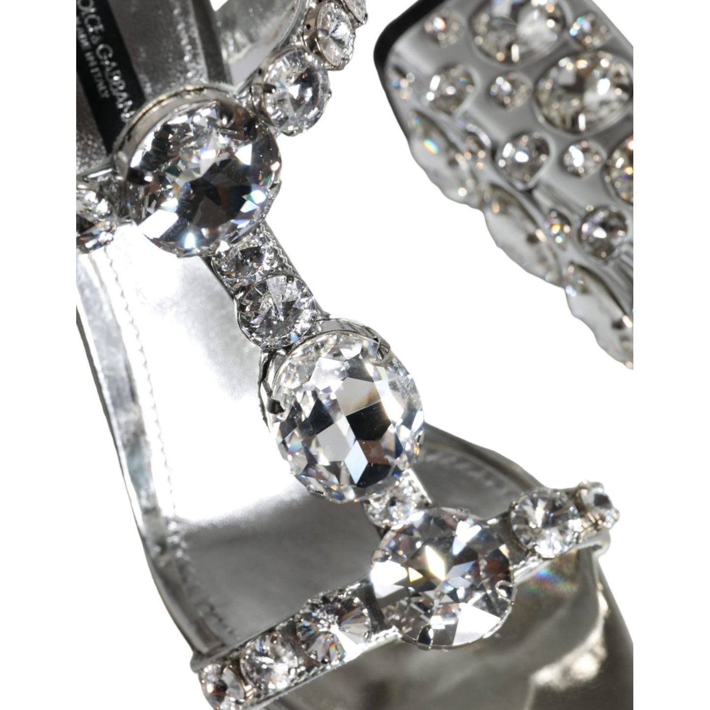 Dolce & Gabbana Silver Crystals High Heels Sandals Shoes Dolce & Gabbana