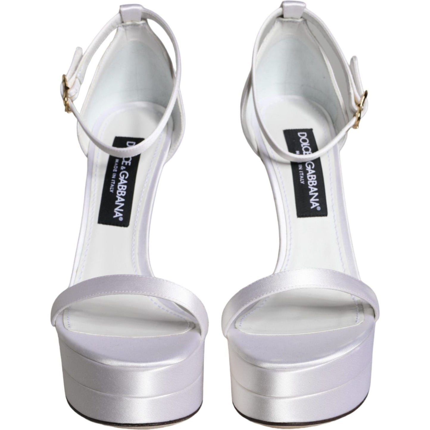 Dolce & Gabbana White Keira Satin Ankle Strap Sandals Shoes Dolce & Gabbana