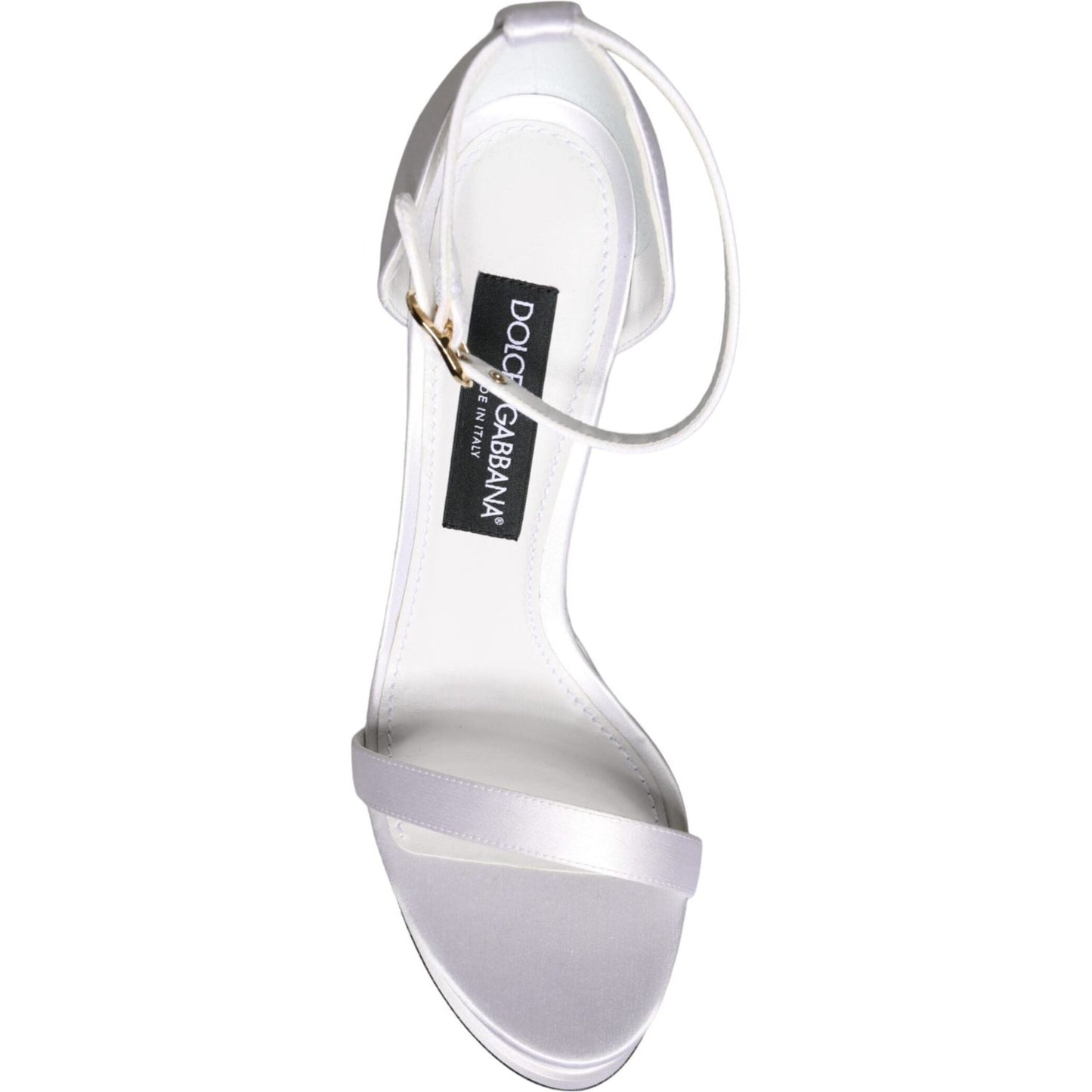 Dolce & Gabbana White Keira Satin Ankle Strap Sandals Shoes Dolce & Gabbana