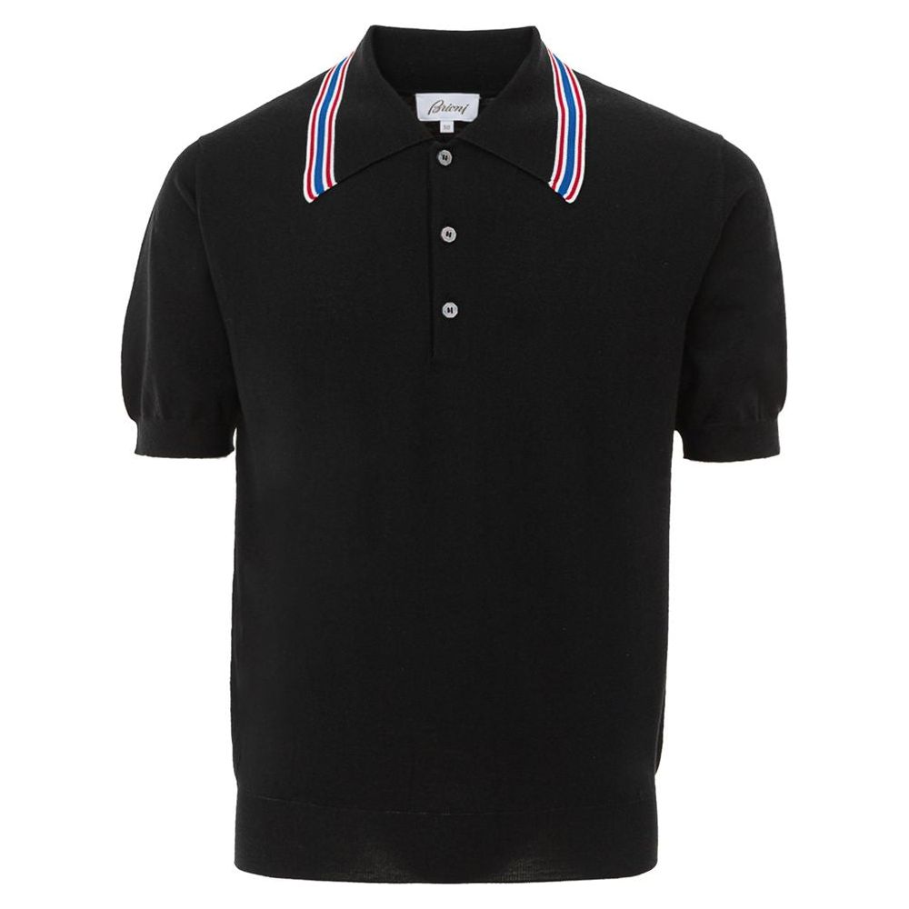 Brioni Black Wool Polo Shirt Brioni