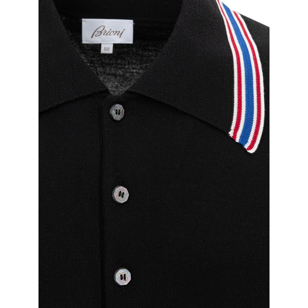 Brioni Black Wool Polo Shirt Brioni