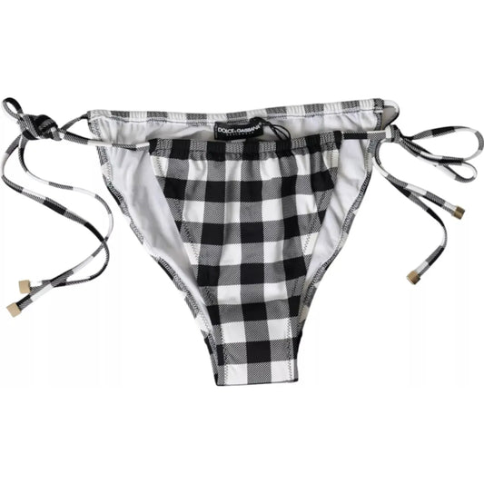 Dolce & Gabbana Black White Check Swimwear Beachwear Bottom Bikini Dolce & Gabbana