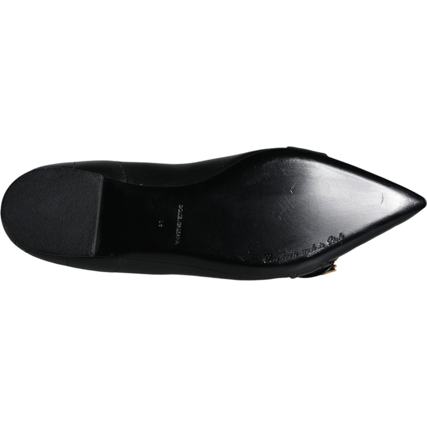 Dolce & Gabbana Black Devotion Leather Pointy Flats Shoes Dolce & Gabbana