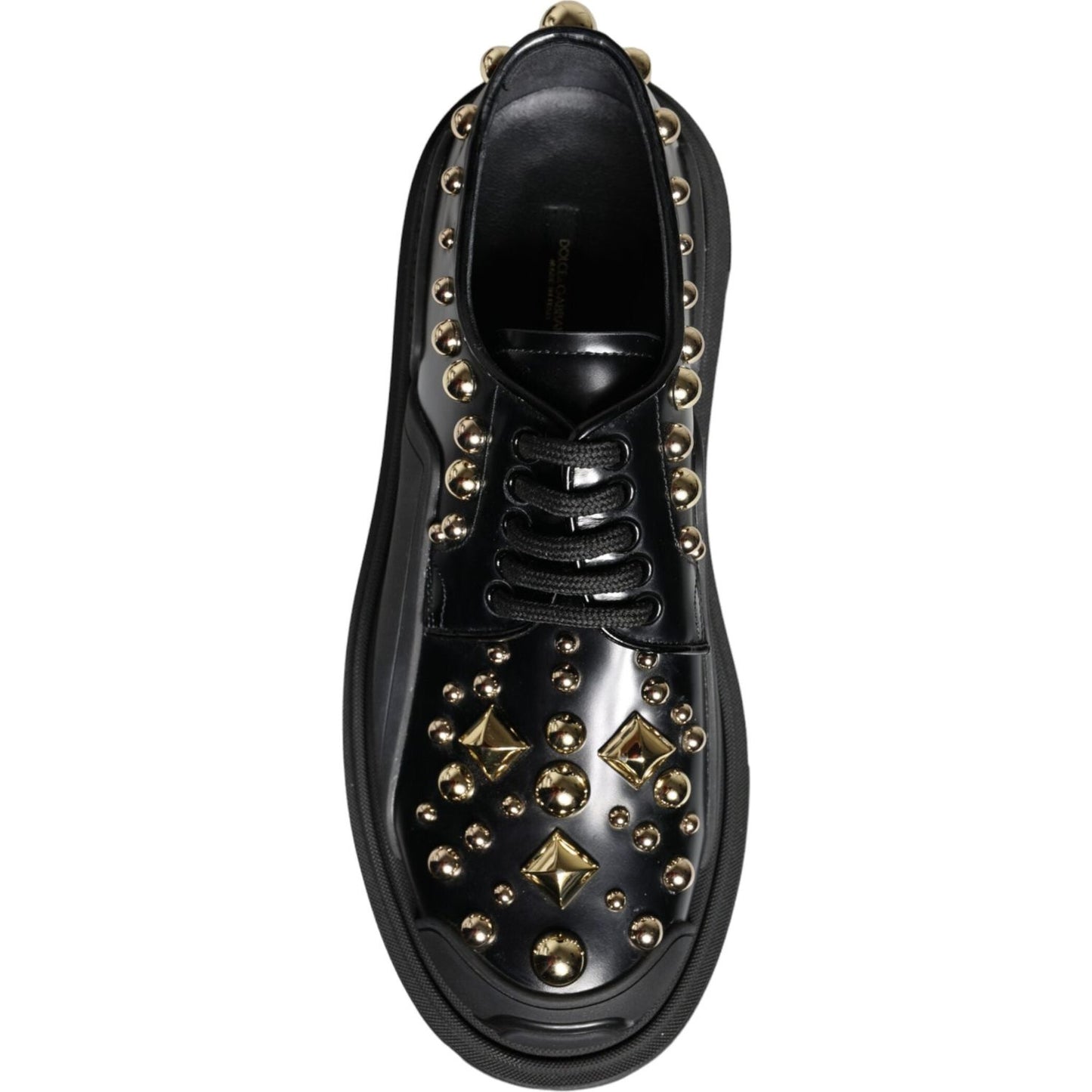 Dolce & Gabbana Black Leather Trekking Derby Embellished Shoes Dolce & Gabbana