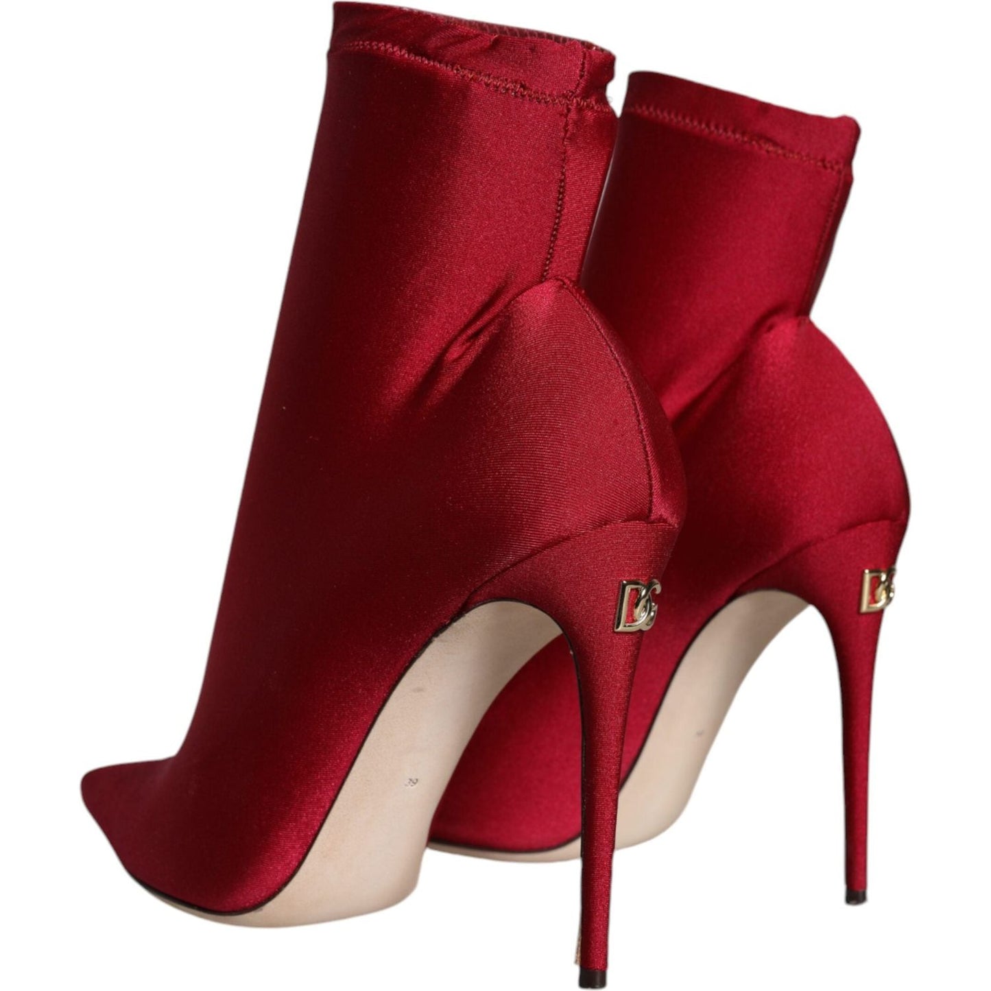 Dolce & Gabbana Cherry Red Stretch Stilettos Ankle Boot Shoes Dolce & Gabbana