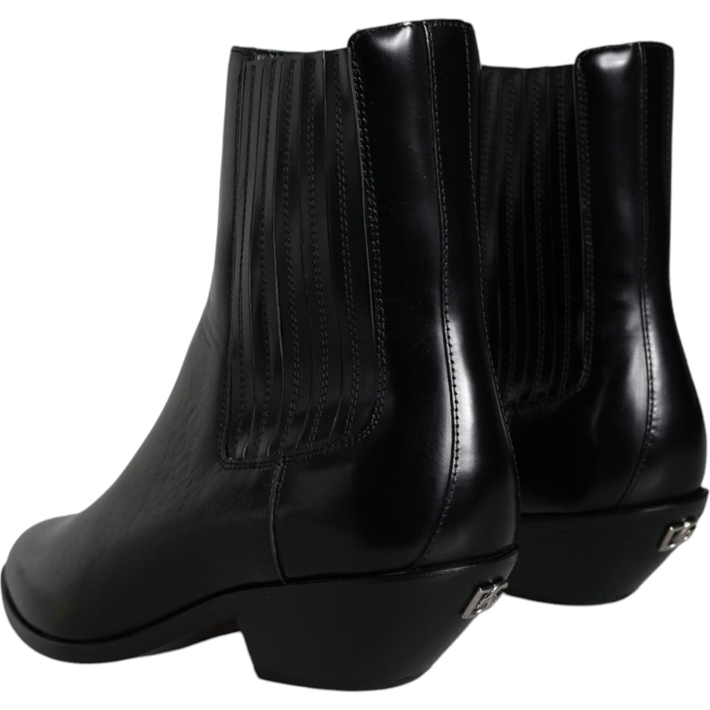 Dolce & Gabbana Black Leather Ankle Boots Booties Shoes Dolce & Gabbana