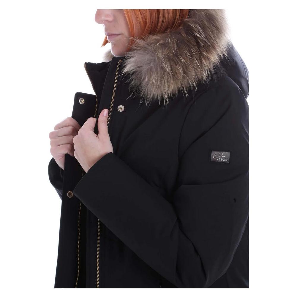 Yes Zee Black Nylon Women Parka Yes Zee