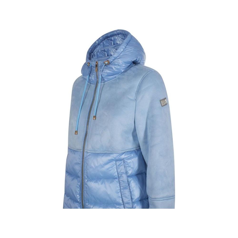 Yes Zee Light Blue Nylon Women Jacket Yes Zee