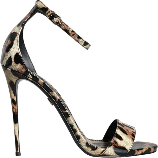 Dolce & Gabbana Brown Leopard KEIRA Ankle Strap Sandals Shoes Dolce & Gabbana