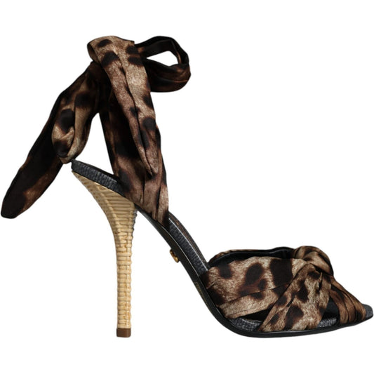 Dolce & Gabbana Brown Leopard Keira Heels Sandals Shoes Dolce & Gabbana