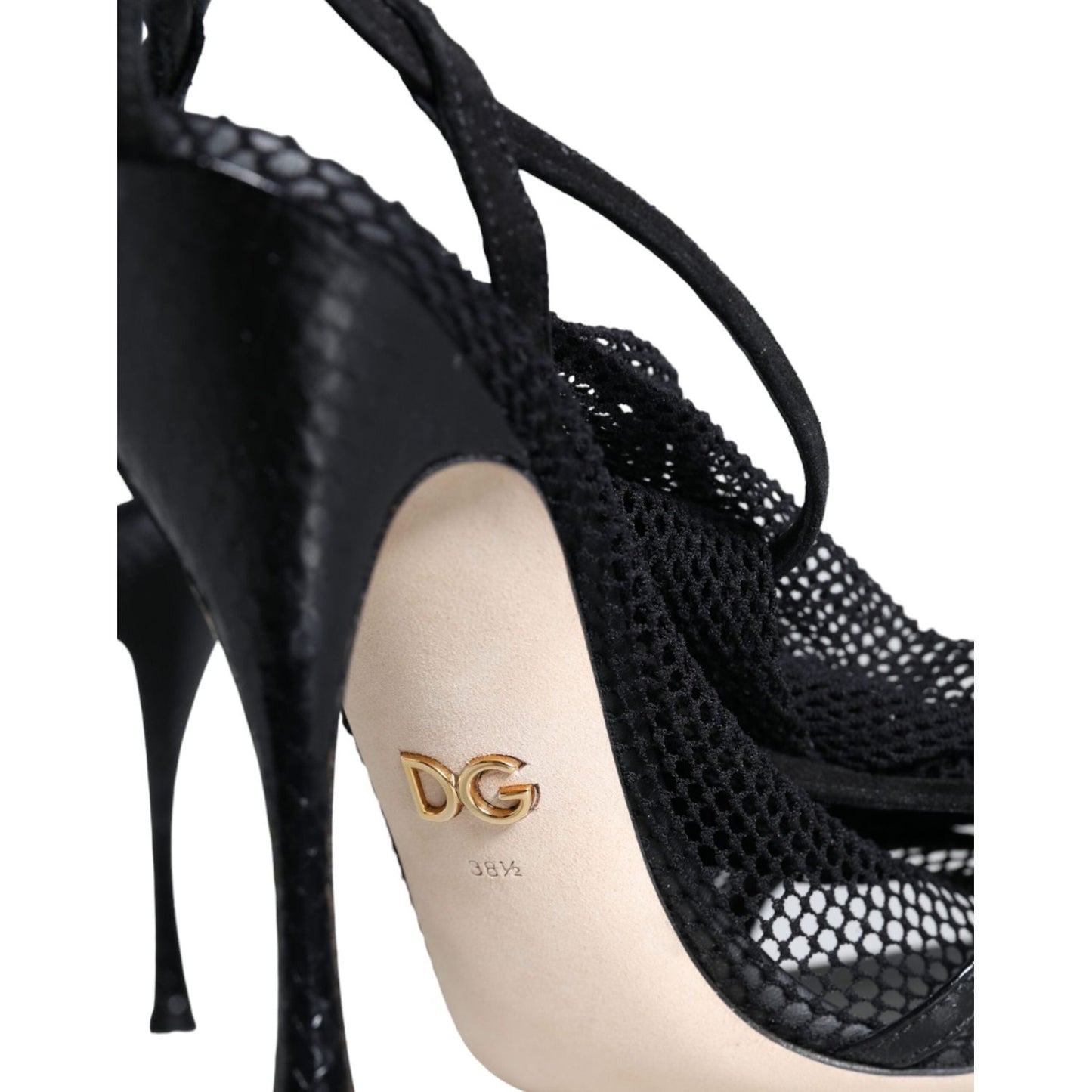 Dolce & Gabbana Black Mesh Stiletto Heels Sandals Shoes Dolce & Gabbana