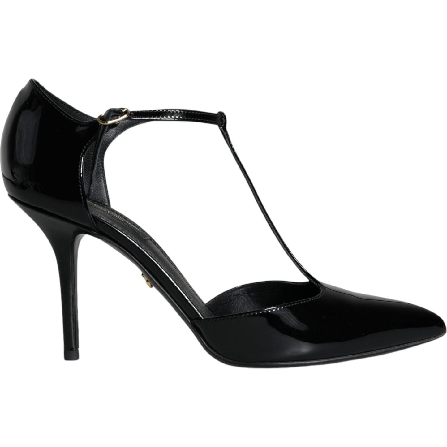 Dolce & Gabbana Black Patent Leather T-strap Heels Pumps Shoes Dolce & Gabbana