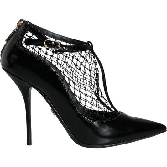 Dolce & Gabbana Black Mesh Patent Leather Heels Pumps Shoes Dolce & Gabbana