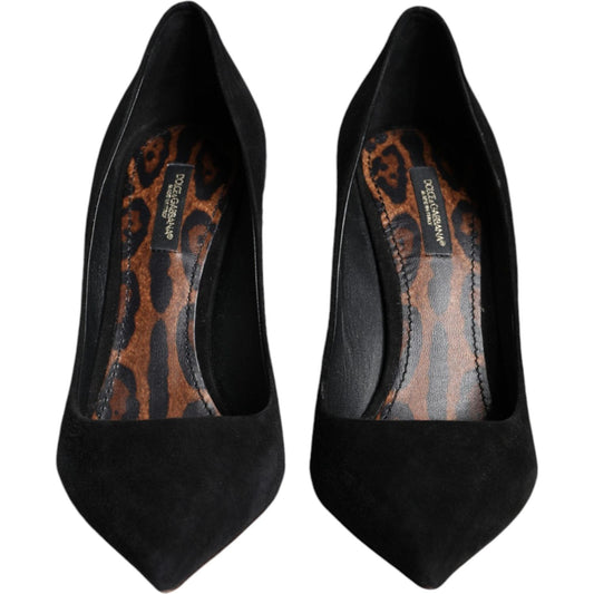 Dolce & Gabbana Black Suede Leather High Heels Pumps Shoes Dolce & Gabbana