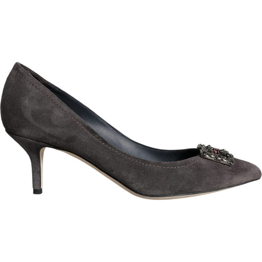 Dolce & Gabbana Gray Amore Suede Bellucci Heels Pumps Shoes Dolce & Gabbana