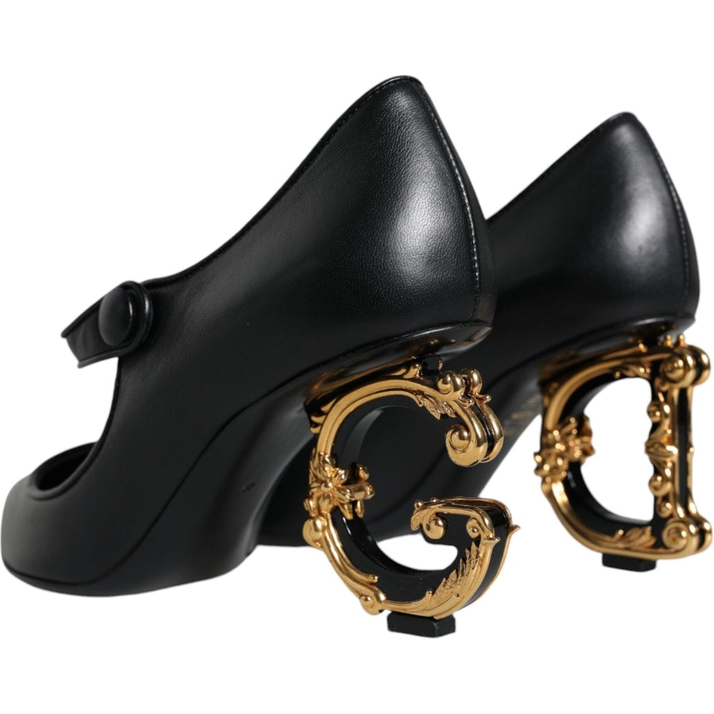 Dolce & Gabbana Black Leather Logo Heels Mary Janes Pumps Shoes Dolce & Gabbana