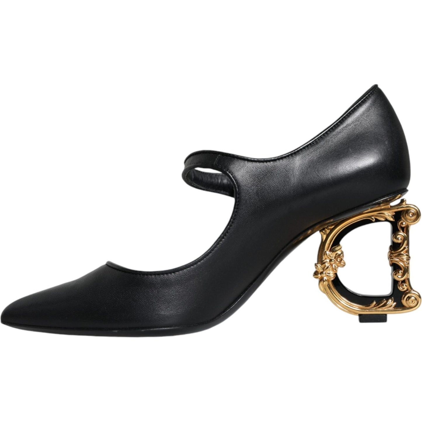 Dolce & Gabbana Black Leather Logo Heels Mary Janes Pumps Shoes Dolce & Gabbana