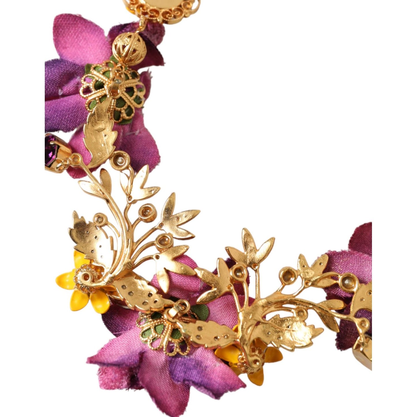 Dolce & Gabbana Gold Brass Mix Fiori Flowers Crystal Chain Necklace Necklace Dolce & Gabbana