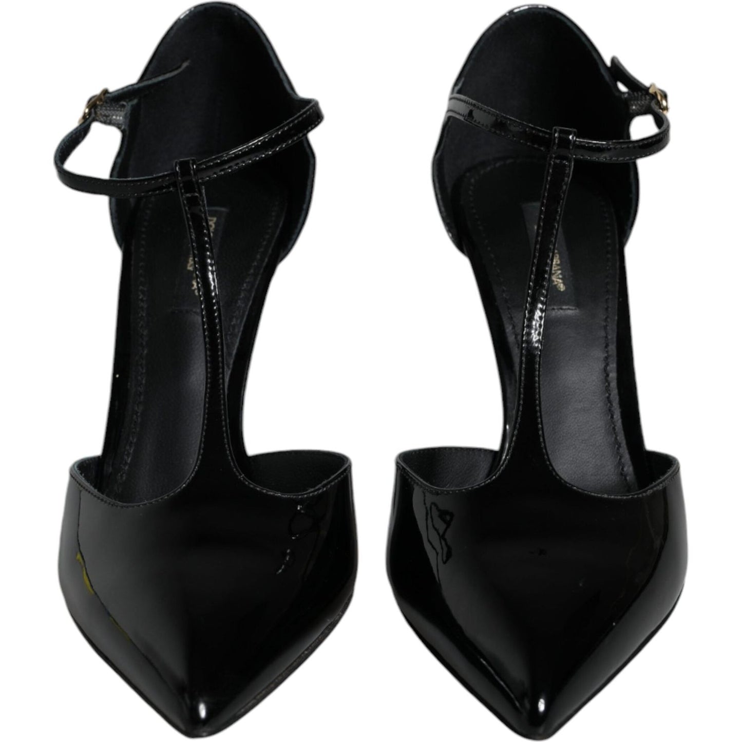 Dolce & Gabbana Black Patent Leather T-strap Heels Pumps Shoes Dolce & Gabbana