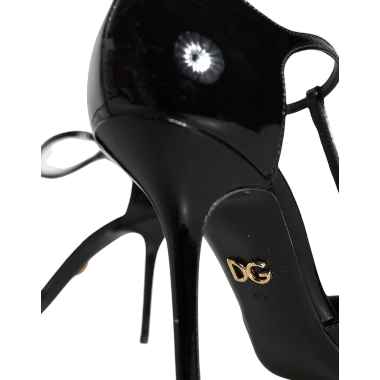 Dolce & Gabbana Black Patent Leather T-strap Heels Pumps Shoes Dolce & Gabbana