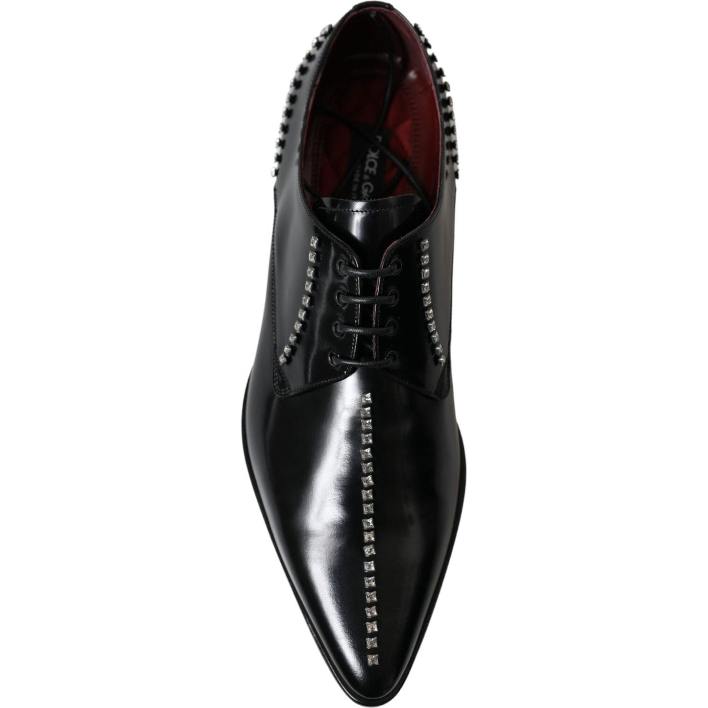 Dolce & Gabbana Black Leather Crystal Dress Formal Shoes Dolce & Gabbana