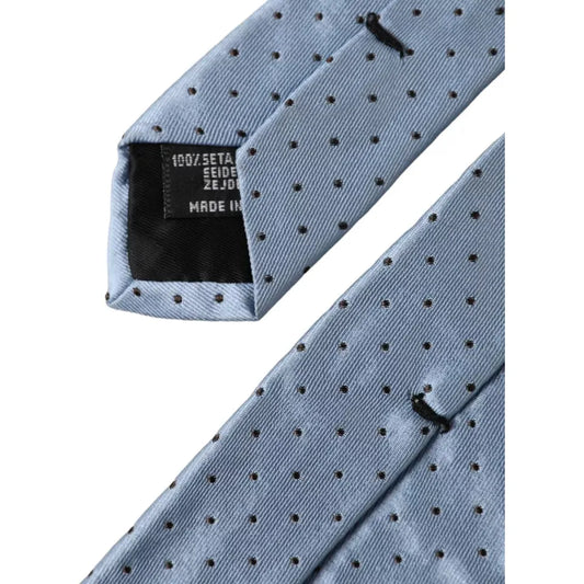 Dolce & Gabbana Light Blue Polka Dot Silk Adjustable Men Tie Dolce & Gabbana