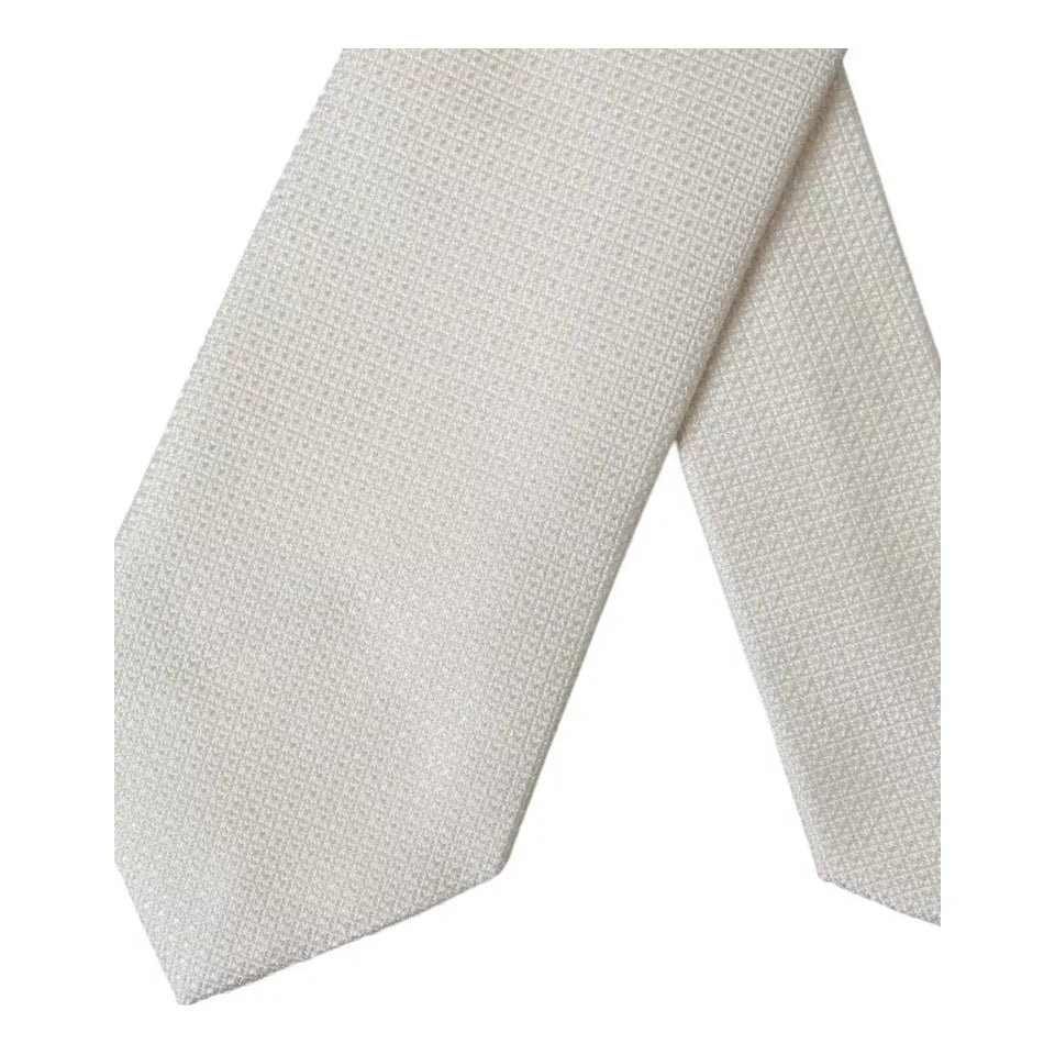 Dolce & Gabbana Off White Patterned Silk Classic Adjustable Tie Dolce & Gabbana