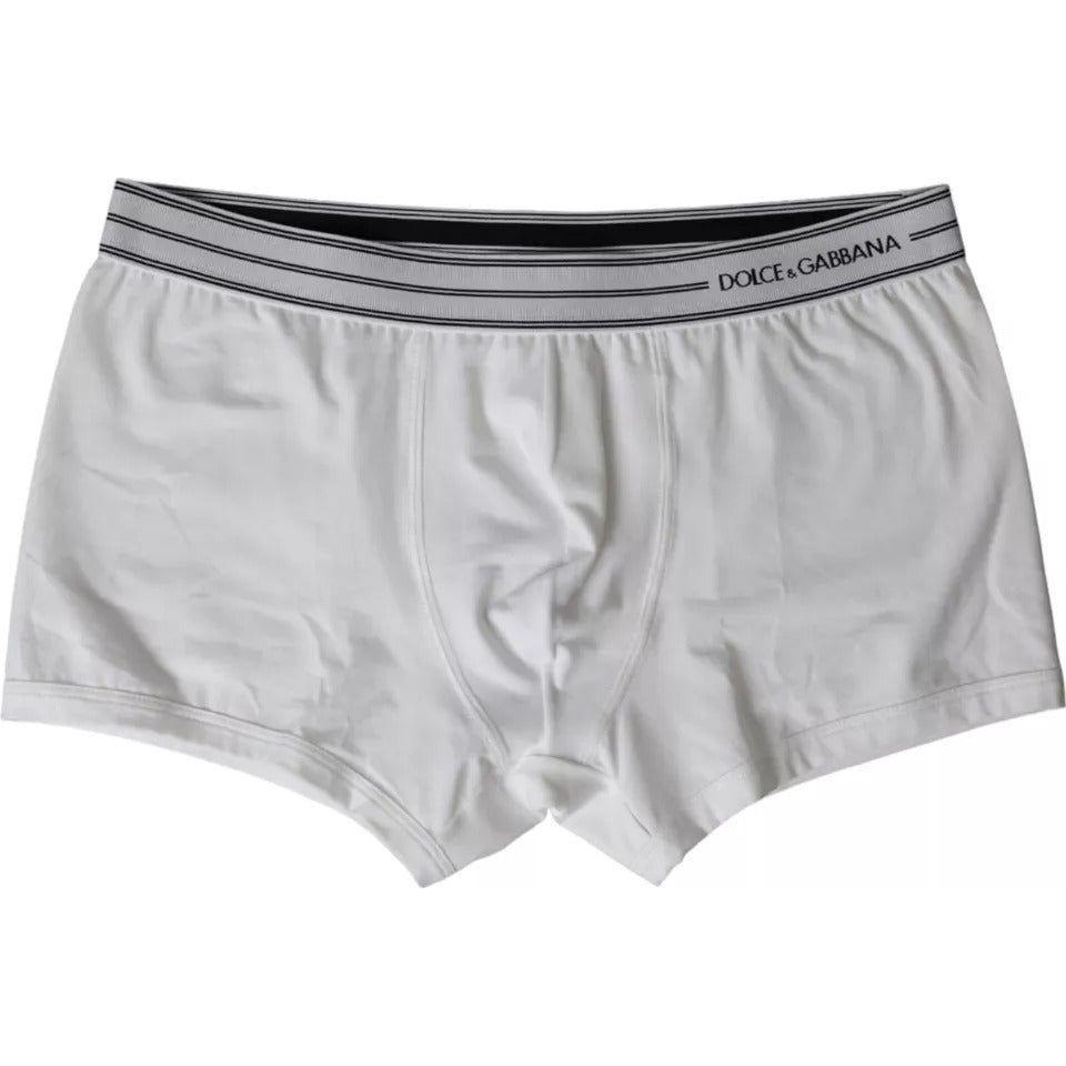 Dolce & Gabbana White Cotton Blend Regular Boxer Shorts Underwear Dolce & Gabbana