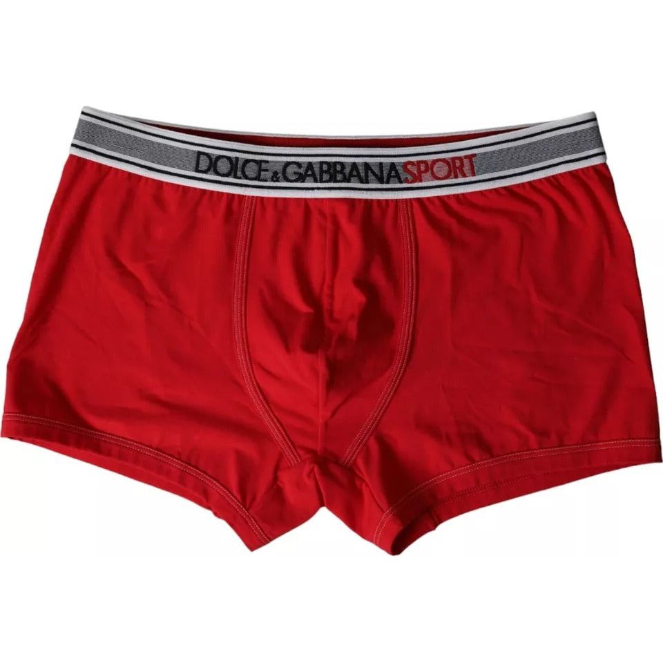 Dolce & Gabbana Red Cotton Stretch Regular Boxer Shorts Underwear Dolce & Gabbana