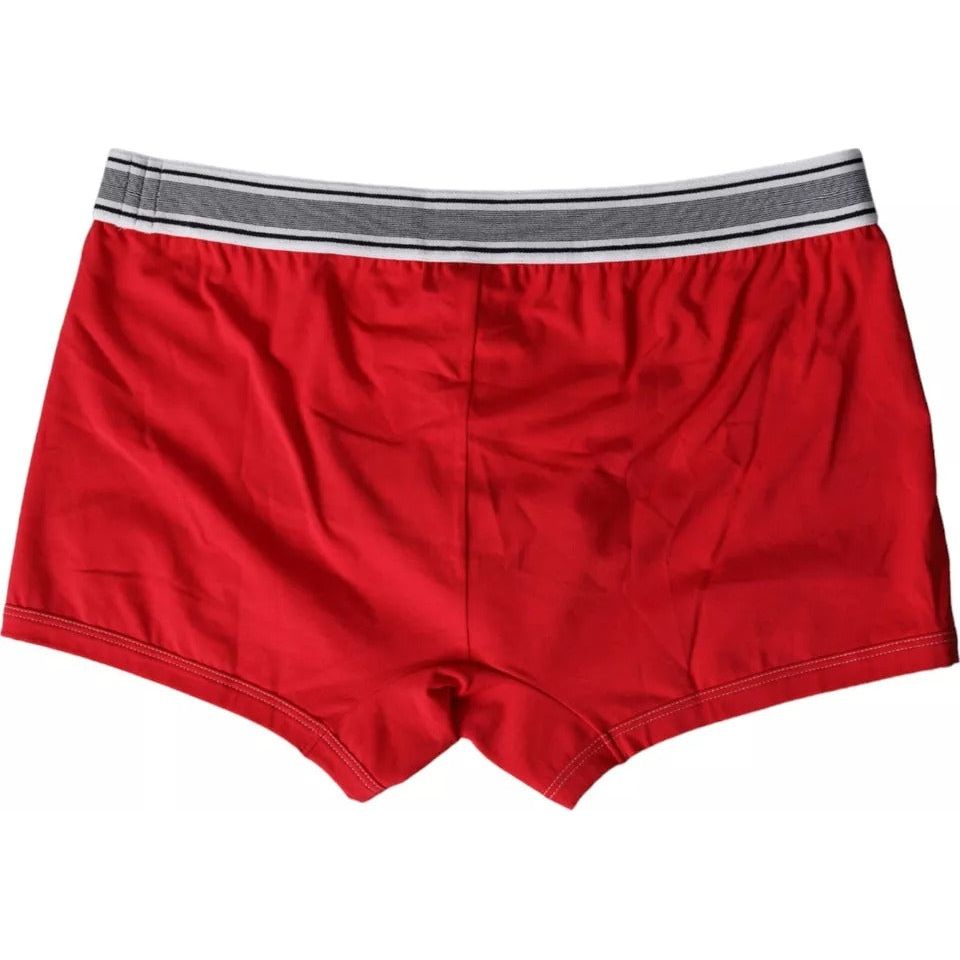 Dolce & Gabbana Red Cotton Stretch Regular Boxer Shorts Underwear Dolce & Gabbana