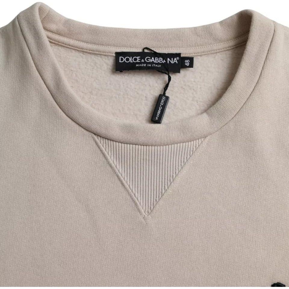 Dolce & Gabbana Beige Cotton Crew Neck Sweatshirt Sweater Dolce & Gabbana