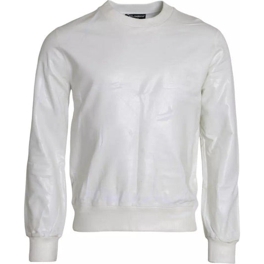 Dolce & Gabbana White Cotton Crew Neck Sweatshirt Sweater Dolce & Gabbana