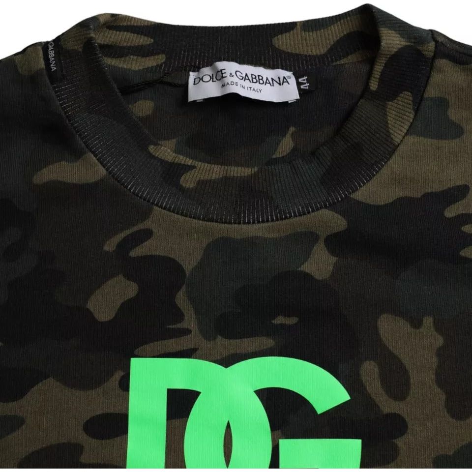 Dolce & Gabbana Black Camouflage Crew Neck Pullover Sweater Dolce & Gabbana