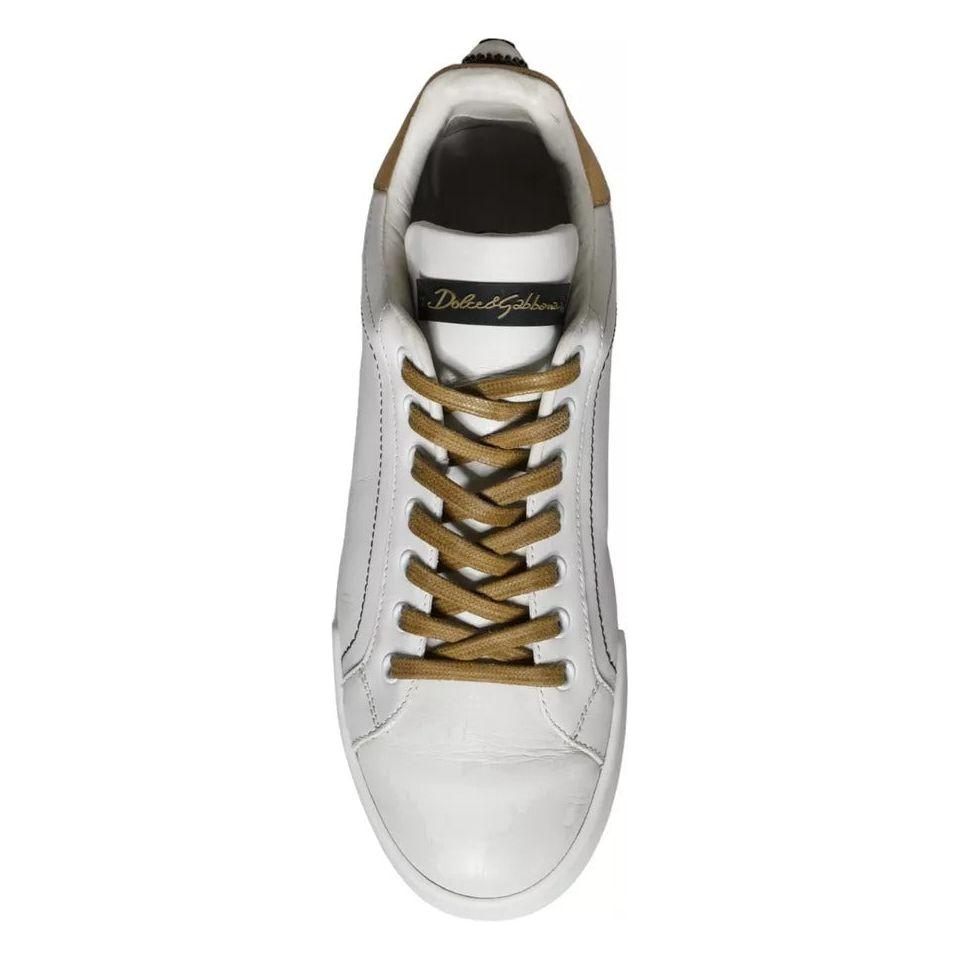 Dolce & Gabbana White Leather Portofino Low Top Sneakers Shoes Dolce & Gabbana