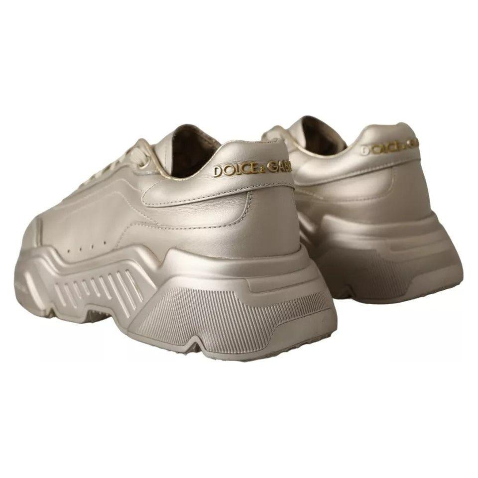 Dolce & Gabbana Gold Leather Daymaster Low Top Sneakers Shoes Dolce & Gabbana