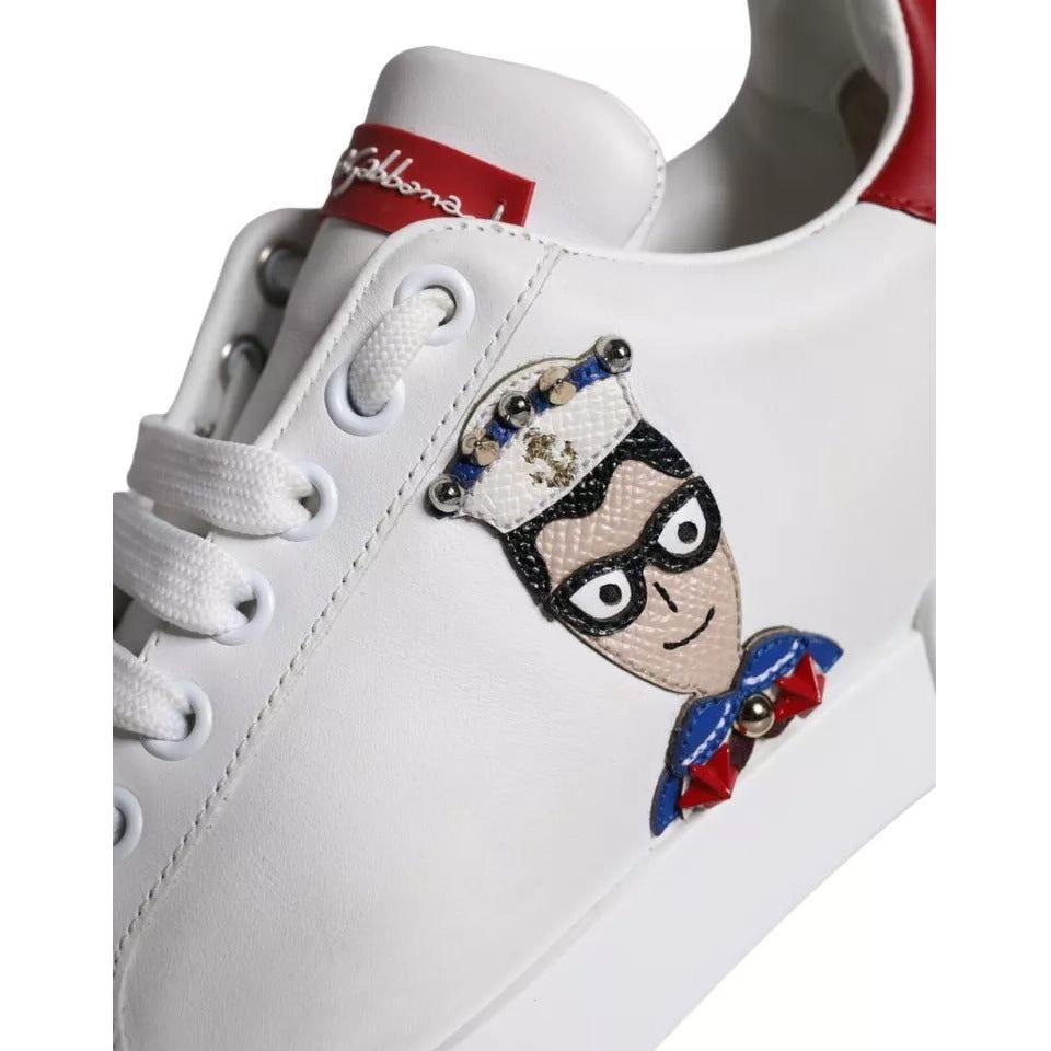 Dolce & Gabbana White Patch Calfskin Nappa Portofino Sneakers Shoes Dolce & Gabbana