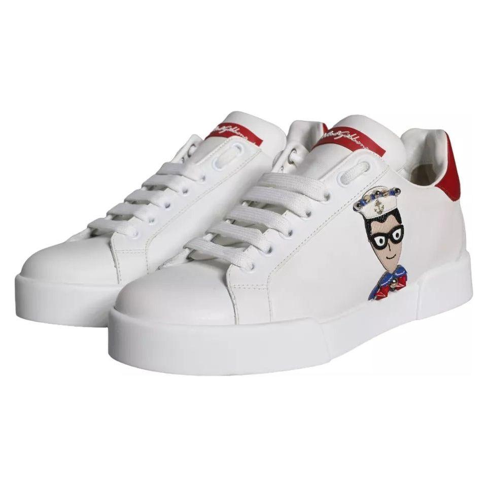 Dolce & Gabbana White Patch Calfskin Nappa Portofino Sneakers Shoes Dolce & Gabbana