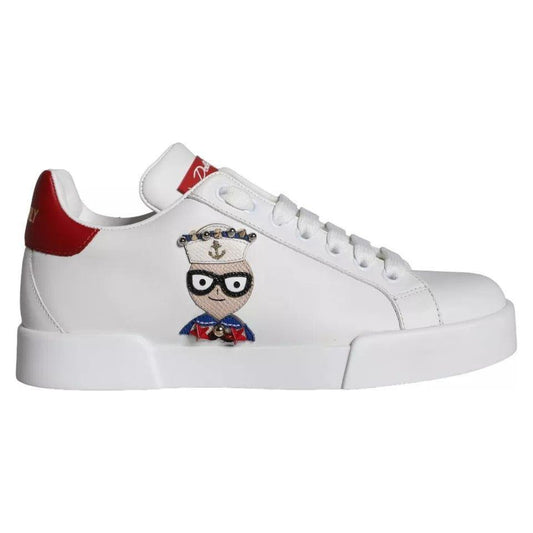 Dolce & Gabbana White Patch Calfskin Nappa Portofino Sneakers Shoes Dolce & Gabbana