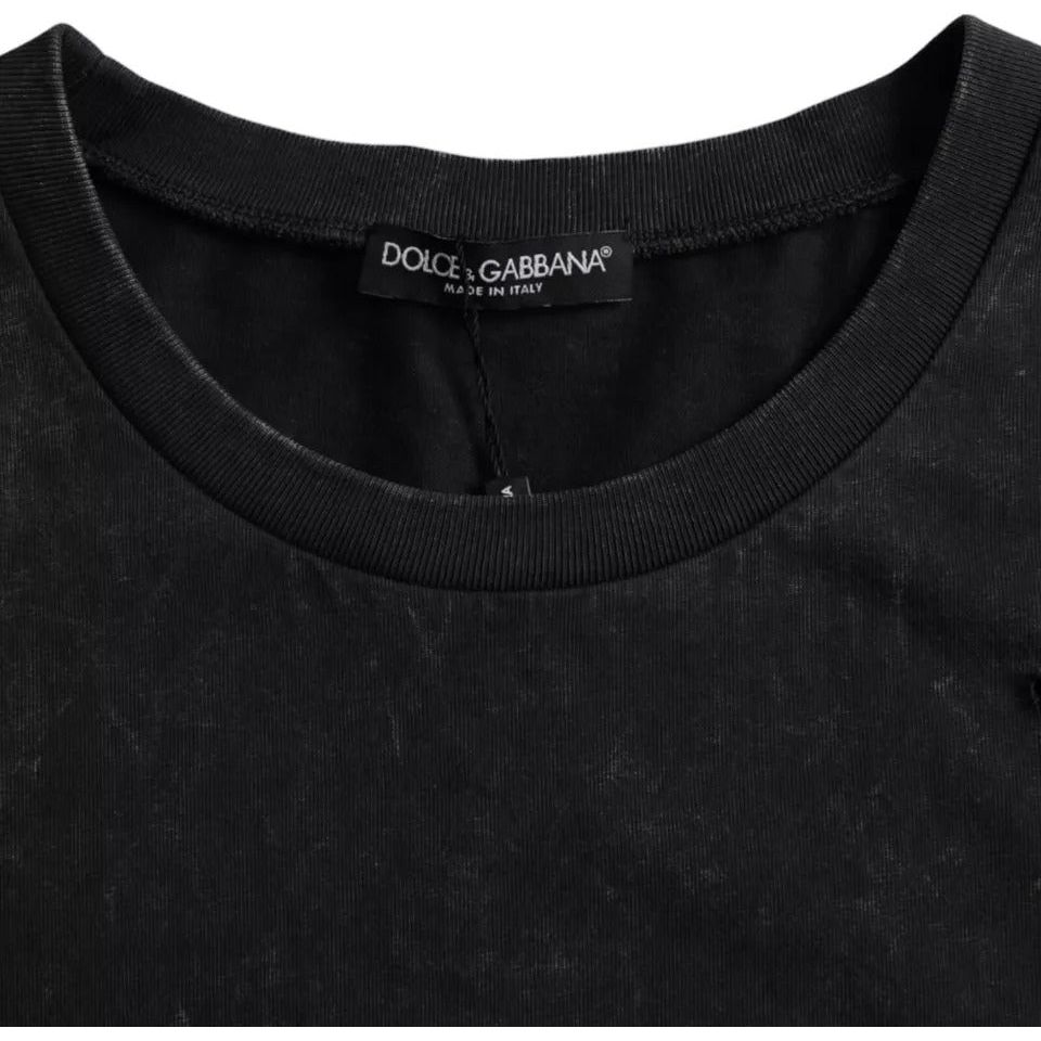 Dolce & Gabbana Black Graphic Print Cotton Crew Neck T-shirt Dolce & Gabbana