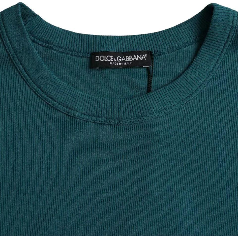 Dolce & Gabbana Blue Green Cotton Round Neck Short Sleeves T-shirt Dolce & Gabbana