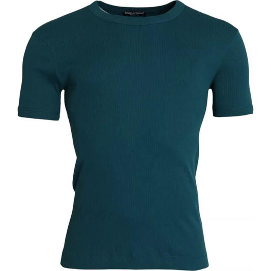 Dolce & Gabbana Blue Green Cotton Round Neck Short Sleeves T-shirt Dolce & Gabbana