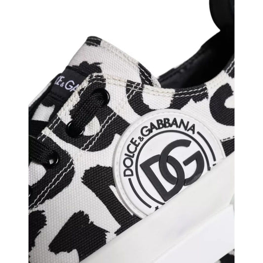 Dolce & Gabbana Black White Canvas Low Top Sneakers Men Shoes Dolce & Gabbana