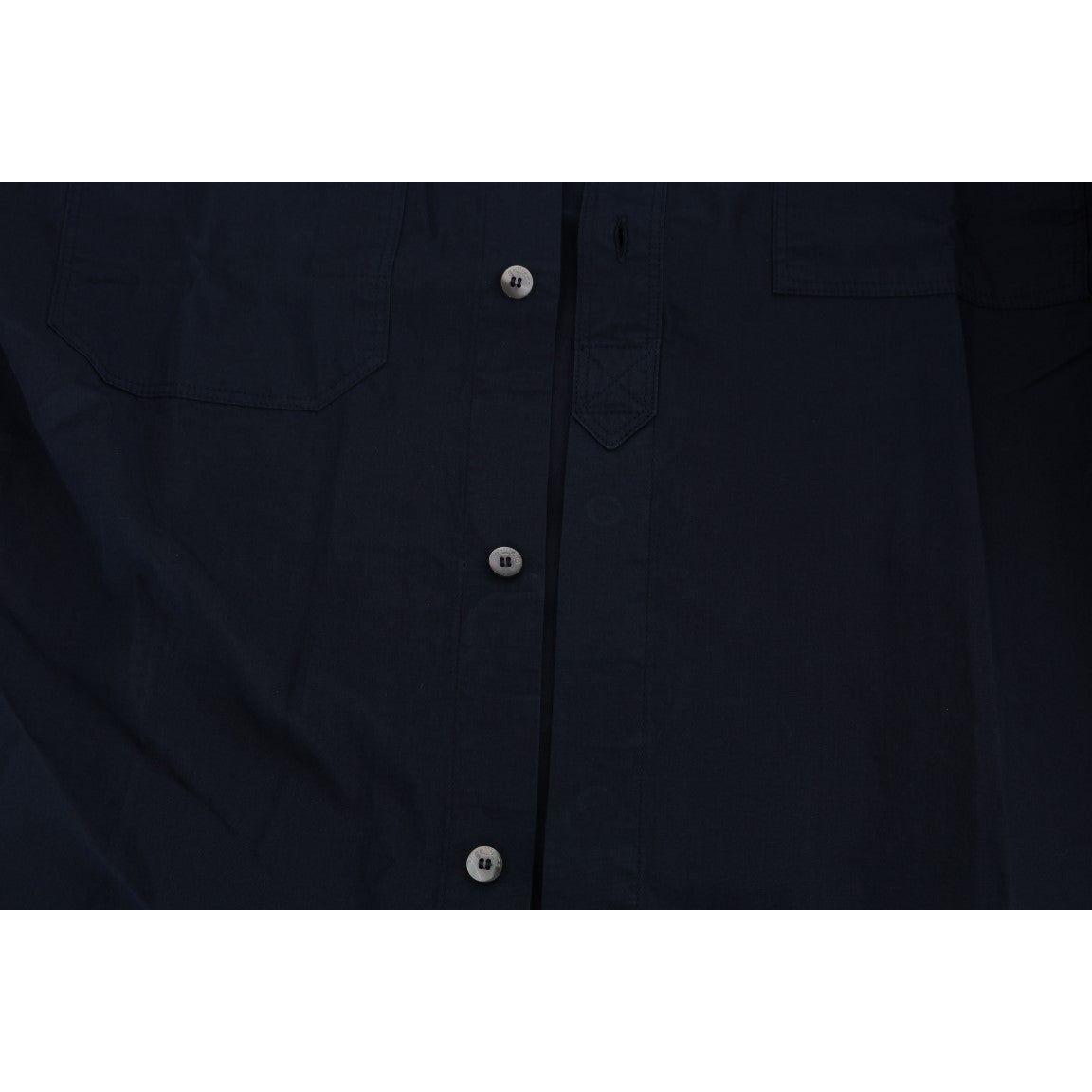 John Galliano Elegant Blue Cotton Casual Shirt John Galliano