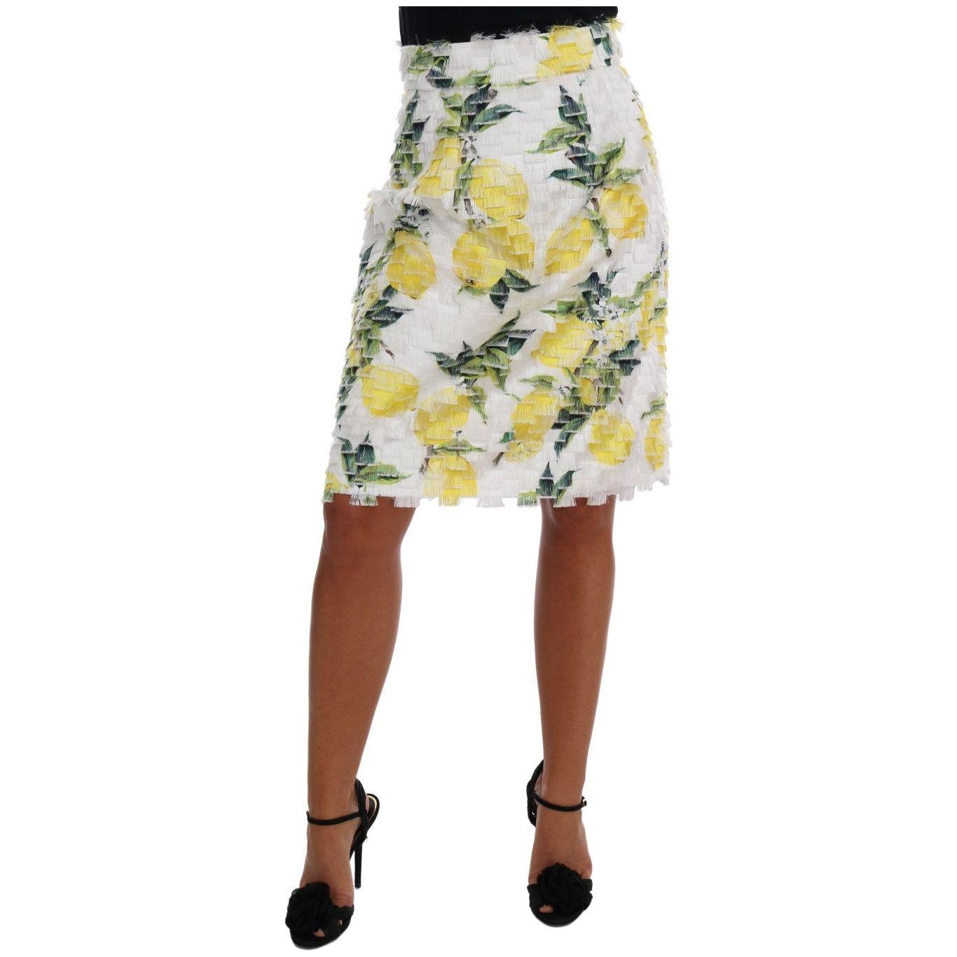 Dolce & Gabbana Lemon Print Fringe Pencil Skirt Dolce & Gabbana