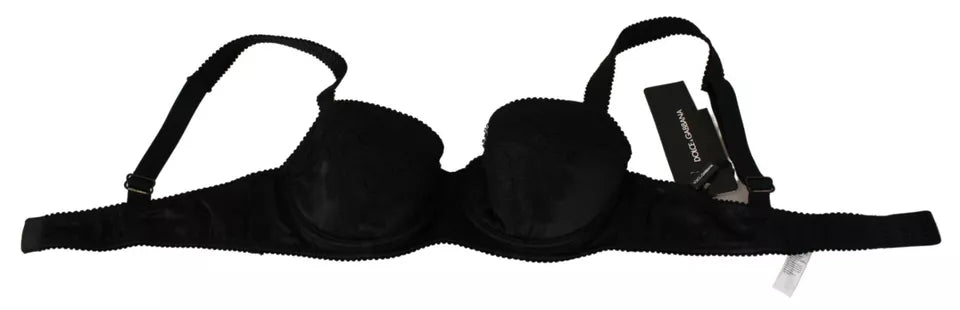 Dolce & Gabbana Black Silk Lace Balconcino Bra Underwear Dolce & Gabbana