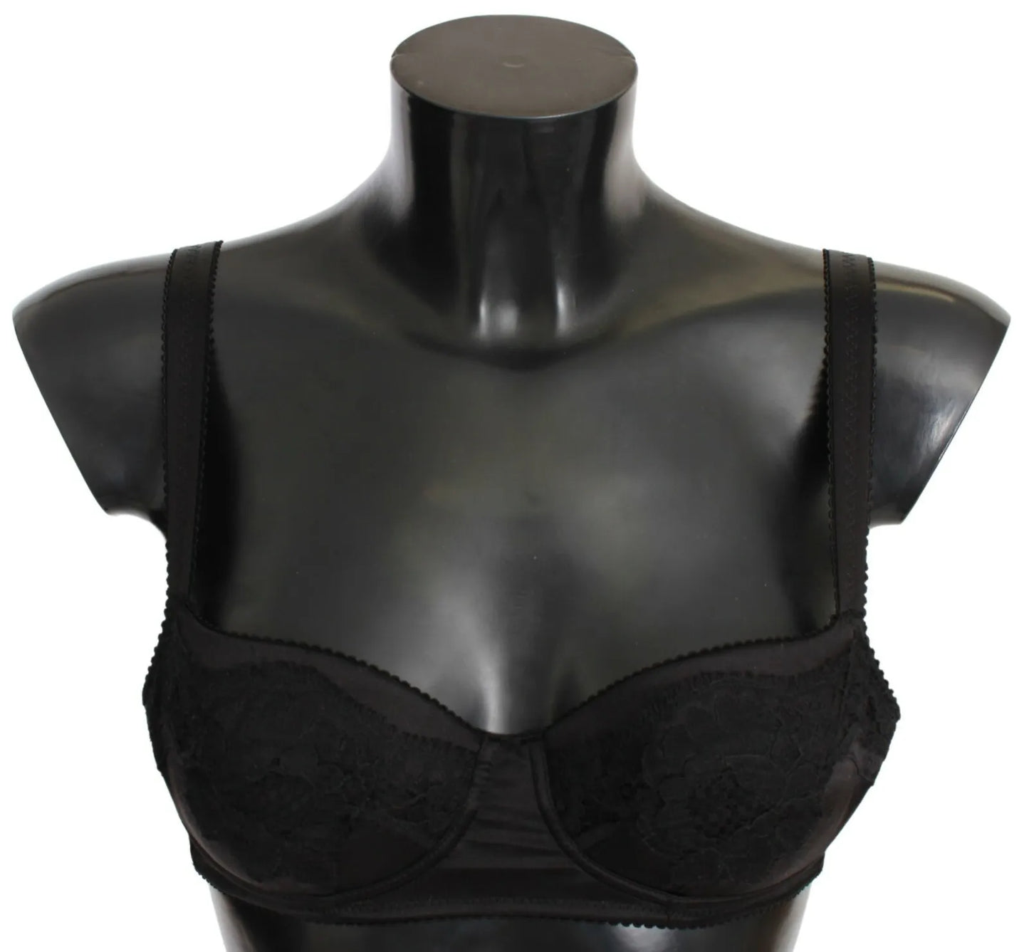 Dolce & Gabbana Black Silk Lace Balconcino Bra Underwear Dolce & Gabbana