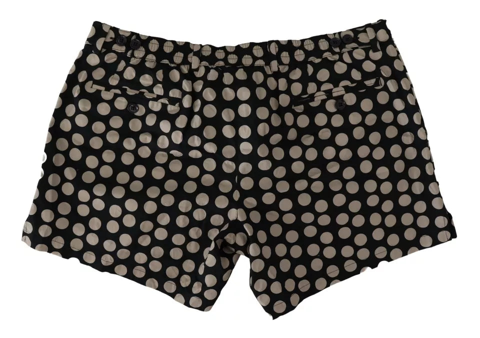 Dolce & Gabbana Black White Polka Dots Cotton Linen Shorts Dolce & Gabbana