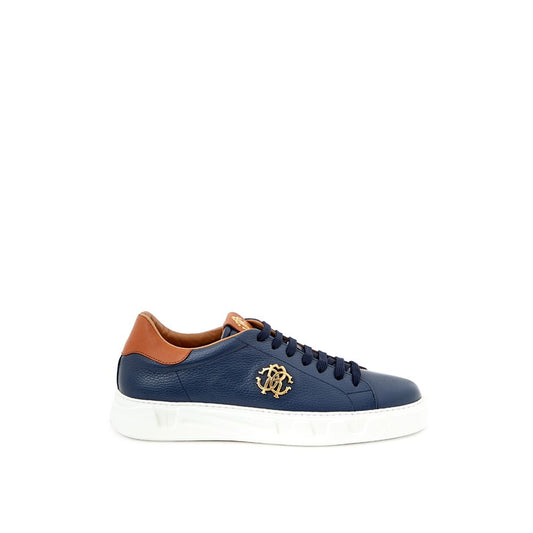 Roberto Cavalli Blue Leather Sneaker Roberto Cavalli